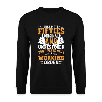 Built In Fifties 50's Birthday - Unisex Sweatshirt - black - Front - Alina (178cm) & Michal (187cm)