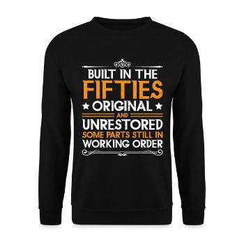 Built In Fifties 50's Birthday - Unisex Sweatshirt - black - Front - Alina (178cm) & Michal (187cm)