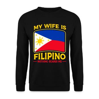 Ma femme est originaire des Philippines - Sweat-shirt Unisexe - noir - Devant - Alina (178cm) & Michal (187cm)
