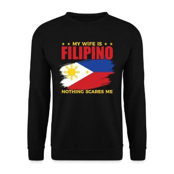 Ma femme est originaire des Philippines - Sweat-shirt Unisexe - noir - Devant - Alina (178cm) & Michal (187cm)