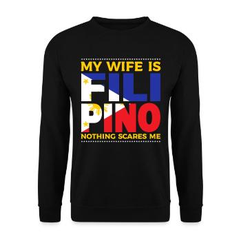 Ma femme est originaire des Philippines - Sweat-shirt Unisexe - noir - Devant - Alina (178cm) & Michal (187cm)
