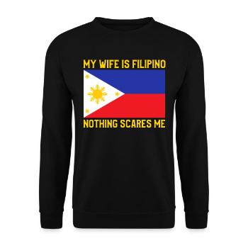 Ma femme est originaire des Philippines - Sweat-shirt Unisexe - noir - Devant - Alina (178cm) & Michal (187cm)