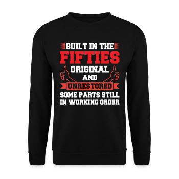 Built In Fifties 50's Birthday - Unisex Sweatshirt - black - Front - Alina (178cm) & Michal (187cm)