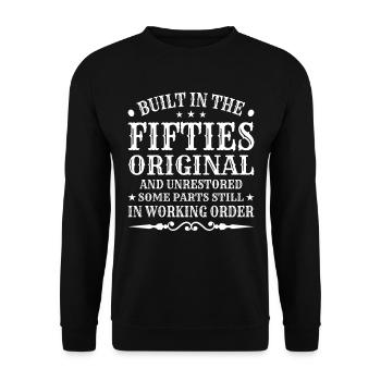 Built In Fifties 50's Birthday - Unisex Sweatshirt - black - Front - Alina (178cm) & Michal (187cm)