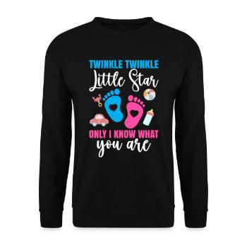 Fête de révélation de genre Baby Shower Little Star - Sweat-shirt Unisexe - noir - Devant - Alina (178cm) & Michal (187cm)