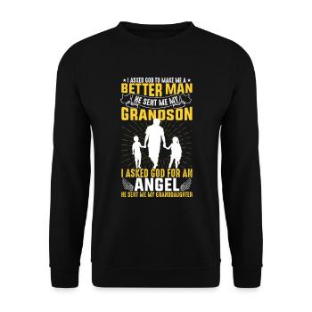 I asked God to make me a better man - Unisex Sweatshirt - black - Front - Alina (178cm) & Michal (187cm)