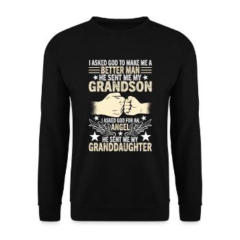 I asked God to make me a better man - Unisex Sweatshirt - black - Front - Alina (178cm) & Michal (187cm)