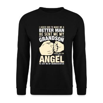 I asked God to make me a better man - Unisex Sweatshirt - black - Front - Alina (178cm) & Michal (187cm)