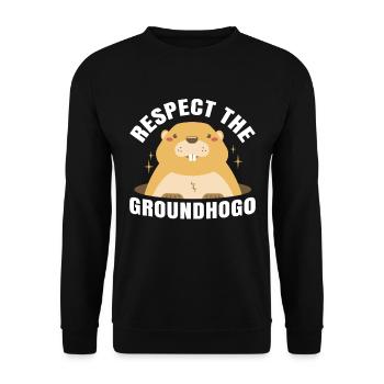 Retro Groundhog Respect the Groundhog - Unisex Sweatshirt - black - Front - Alina (178cm) & Michal (187cm)