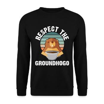 Retro Groundhog Respect the Groundhog - Unisex Sweatshirt - black - Front - Alina (178cm) & Michal (187cm)