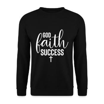 God Faith Success - Religion - Unisex Pullover - Schwarz - Vorne - Alina (178cm) & Michal (187cm)