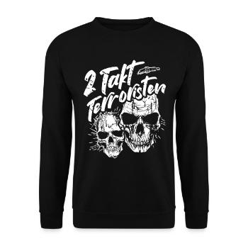 2 Stroke Terrorists - Moped Driver Skulls - Unisex Sweatshirt - black - Front - Alina (178cm) & Michal (187cm)