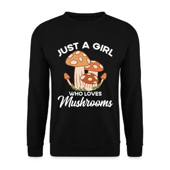 Juste une fille qui aime les champignons vêtements champignons - Sweat-shirt Unisexe - noir - Devant - Alina (178cm) & Michal (187cm)