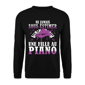 Pianiste Piano Fille Piano - Sweat-shirt Unisexe - noir - Devant - Alina (178cm) & Michal (187cm)