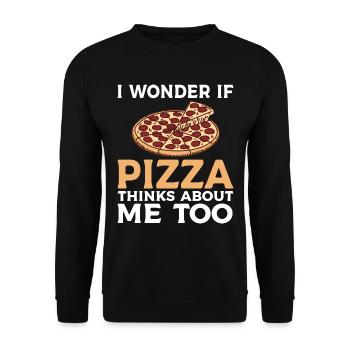 Ob Pizza Auch An Mich Denkt Pizza-Food-Liebhaber - Unisex Pullover - Schwarz - Vorne - Alina (178cm) & Michal (187cm)
