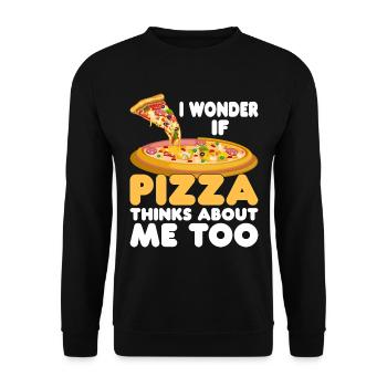 Ob Pizza Auch An Mich Denkt Pizza-Food-Liebhaber - Unisex Pullover - Schwarz - Vorne - Alina (178cm) & Michal (187cm)
