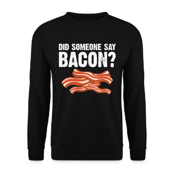 Hat jemand Bacon gesagt BBQ Grillparty Bacon - Unisex Pullover - Schwarz - Vorne - Alina (178cm) & Michal (187cm)