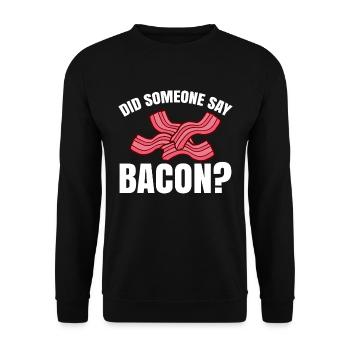 Hat jemand Bacon gesagt BBQ Grillparty Bacon - Unisex Pullover - Schwarz - Vorne - Alina (178cm) & Michal (187cm)