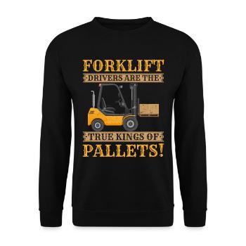 Conducteur de chariot élévateur de fourche Conducteur de chariot élévateur - Sweat-shirt Unisexe - noir - Devant - Alina (178cm) & Michal (187cm)