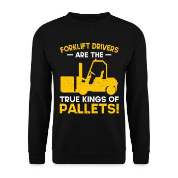 Conducteur de chariot élévateur de fourche Conducteur de chariot élévateur - Sweat-shirt Unisexe - noir - Devant - Alina (178cm) & Michal (187cm)