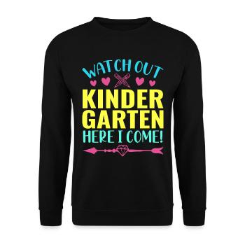 Kindergarten Kindergärtner Lehrer Regenbogenfarben - Unisex Pullover - Schwarz - Vorne - Alina (178cm) & Michal (187cm)