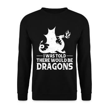 Drache Drachen Design Fabelwesen Phantasie - Unisex Pullover - Schwarz - Vorne - Alina (178cm) & Michal (187cm)