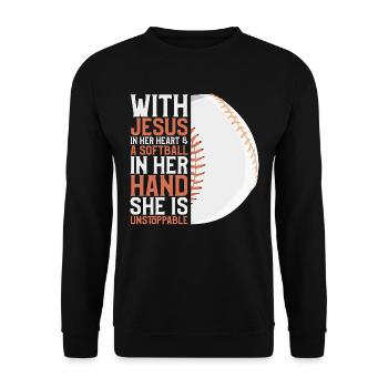Jésus dans ton cœur Athlètes lanceurs de softball - Sweat-shirt Unisexe - noir - Devant - Alina (178cm) & Michal (187cm)