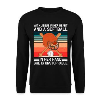 Jésus dans ton cœur Athlètes lanceurs de softball - Sweat-shirt Unisexe - noir - Devant - Alina (178cm) & Michal (187cm)