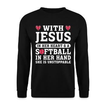 Jésus dans ton cœur Athlètes lanceurs de softball - Sweat-shirt Unisexe - noir - Devant - Alina (178cm) & Michal (187cm)
