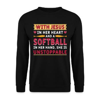 Jésus dans ton cœur Athlètes lanceurs de softball - Sweat-shirt Unisexe - noir - Devant - Alina (178cm) & Michal (187cm)