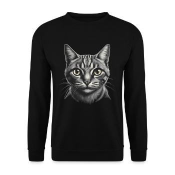 Cat Portrait Artwork | Animal motif cat - Unisex Sweatshirt - black - Front - Alina (178cm) & Michal (187cm)