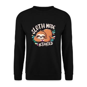 Sloth Mode Activated Lustiges Faultier - Unisex Pullover - Schwarz - Vorne - Alina (178cm) & Michal (187cm)