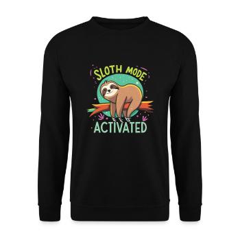Sloth Mode Activated Lustiges Faultier - Unisex Pullover - Schwarz - Vorne - Alina (178cm) & Michal (187cm)