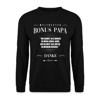 Bonus Papa - Unisex Pullover - Schwarz - Vorne - Alina (178cm) & Michal (187cm)