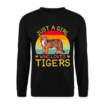 Girl Who Loves Tiger Tiger Animal Lover - Unisex Sweatshirt - black - Front - Alina (178cm) & Michal (187cm)