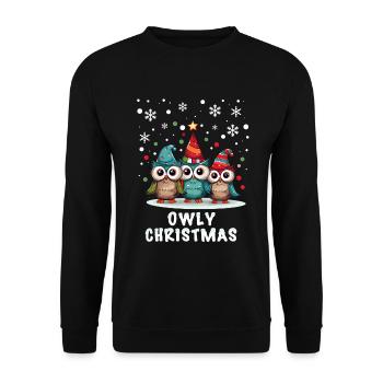 Cute Snow Owls Wish Merry Christmas - Unisex Sweatshirt - black - Front - Alina (178cm) & Michal (187cm)