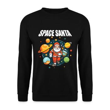 Space Santa Claus Space Planet Funny - Unisex Sweatshirt - black - Front - Alina (178cm) & Michal (187cm)