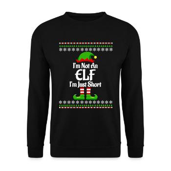 Freches Weihnachtsgeschenk Weihnachtsoutfit Elfe - Unisex Pullover - Schwarz - Vorne - Alina (178cm) & Michal (187cm)