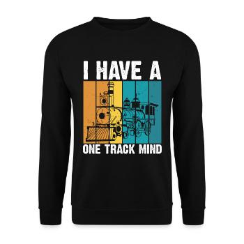 Train Single Line Mind Railroad Locomotive - Unisex Sweatshirt - black - Front - Alina (178cm) & Michal (187cm)