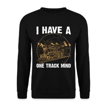 Train Single Line Mind Railroad Locomotive - Unisex Sweatshirt - black - Front - Alina (178cm) & Michal (187cm)