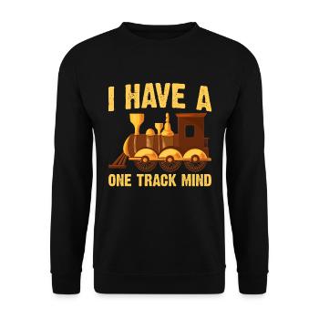 Train Single Line Mind Railroad Locomotive - Unisex Sweatshirt - black - Front - Alina (178cm) & Michal (187cm)