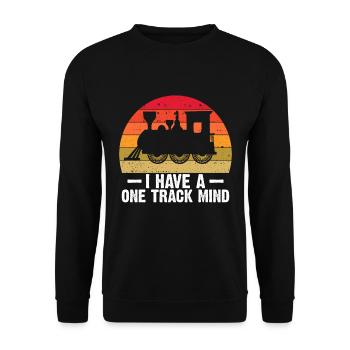 Train Single Line Mind Railroad Locomotive - Unisex Sweatshirt - black - Front - Alina (178cm) & Michal (187cm)