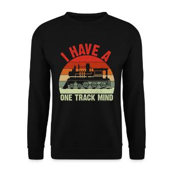 Train Single Line Mind Railroad Locomotive - Unisex Sweatshirt - black - Front - Alina (178cm) & Michal (187cm)