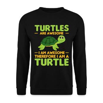 Turtles -Sea Turtle -Hawaiian - Unisex Sweatshirt - black - Front - Alina (178cm) & Michal (187cm)