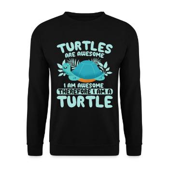 Turtles -Sea Turtle -Hawaiian - Unisex Sweatshirt - black - Front - Alina (178cm) & Michal (187cm)