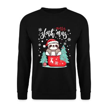 Cute Sloth in Santa Boots Christmas Kids - Unisex Sweatshirt - black - Front - Alina (178cm) & Michal (187cm)