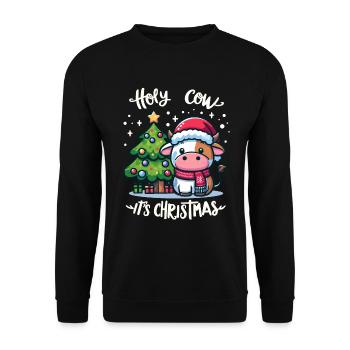 Cute cow celebrates Christmas with gifts - Unisex Sweatshirt - black - Front - Alina (178cm) & Michal (187cm)