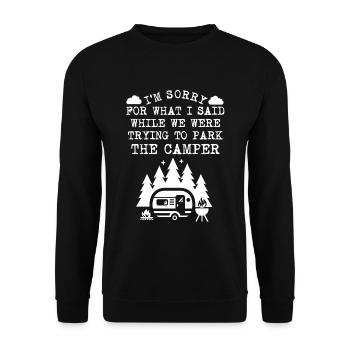 Camping Caravan Campfire Barbecue Campsite - Unisex Sweatshirt - black - Front - Alina (178cm) & Michal (187cm)