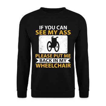 Amputation Überlebende Behinderten Rollstuhlkostüm - Unisex Pullover - Schwarz - Vorne - Alina (178cm) & Michal (187cm)