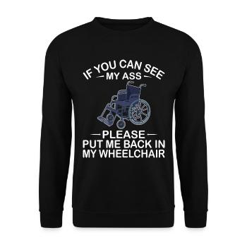 Amputation Überlebende Behinderten Rollstuhlkostüm - Unisex Pullover - Schwarz - Vorne - Alina (178cm) & Michal (187cm)